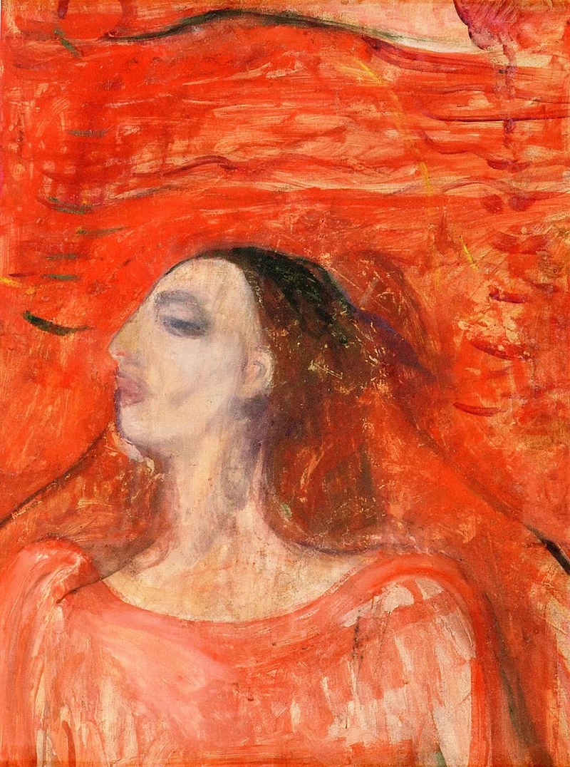 Testa di donna contro uno sfondo rosso - 1893